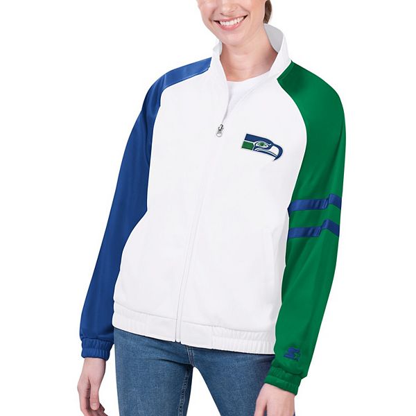 

Женская белая куртка-толстовка Seattle Seahawks Curve Ball Raglan на молнии Starter