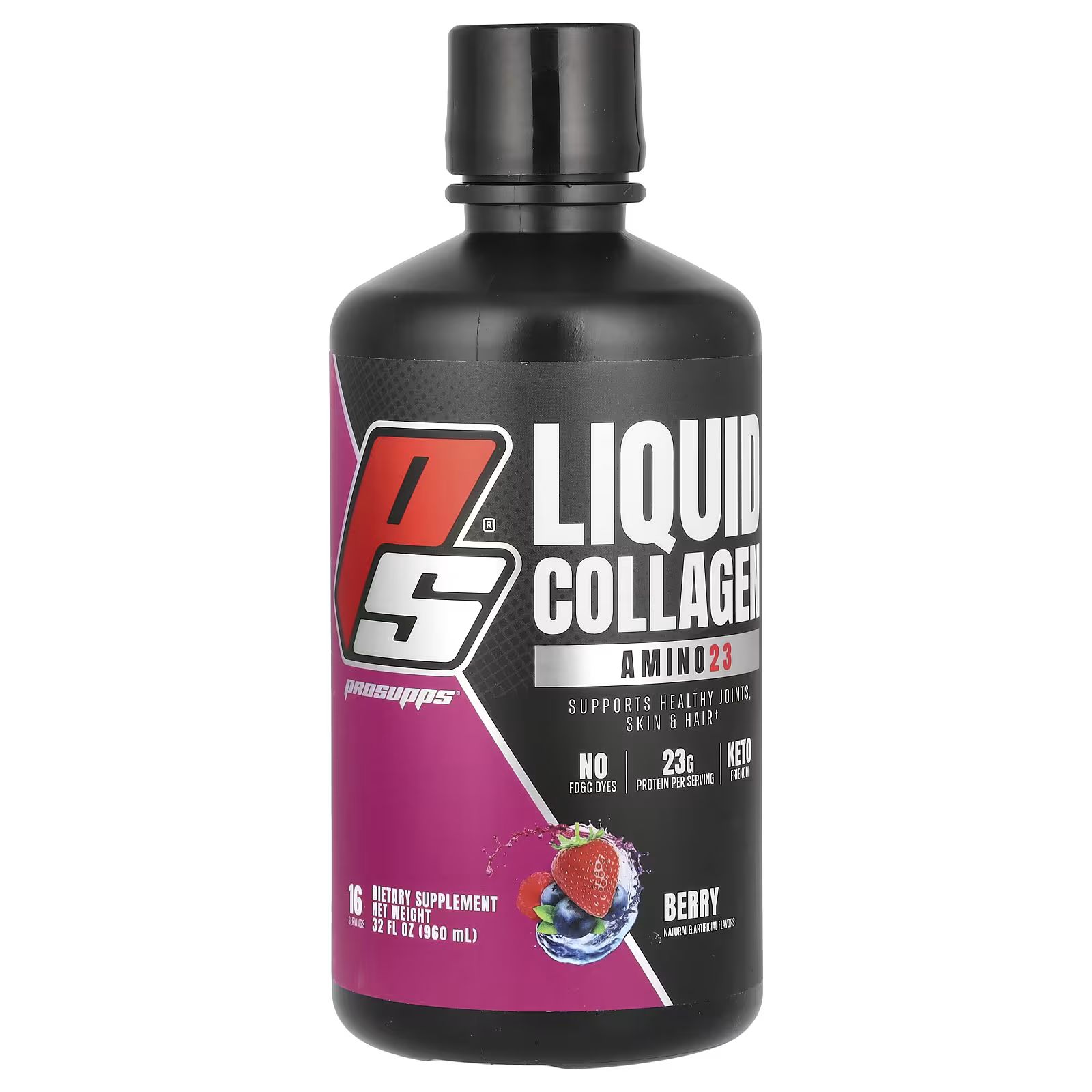 

Жидкий коллаген, Amino 23, ягоды, 32 жидких унции (960 мл) Prosupps