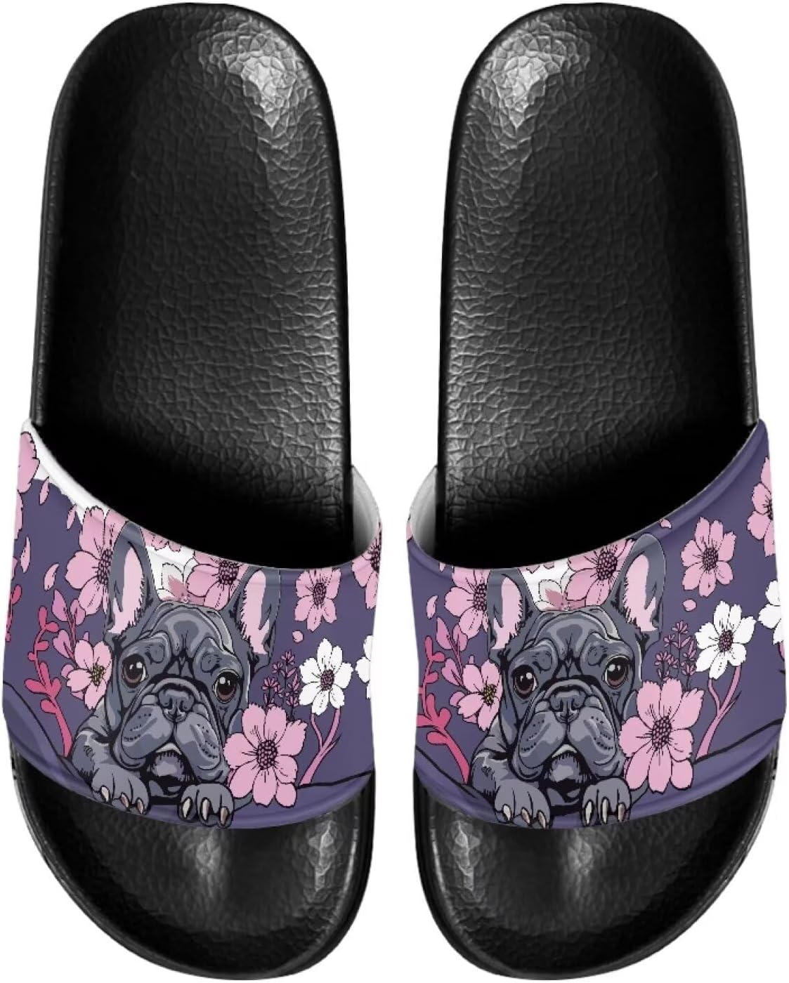 

Тапочки для женщин и мужчин, нескользящие, быстро сохнущие, для душа, сандалии для ванной Judentidos, French Bulldog Floral