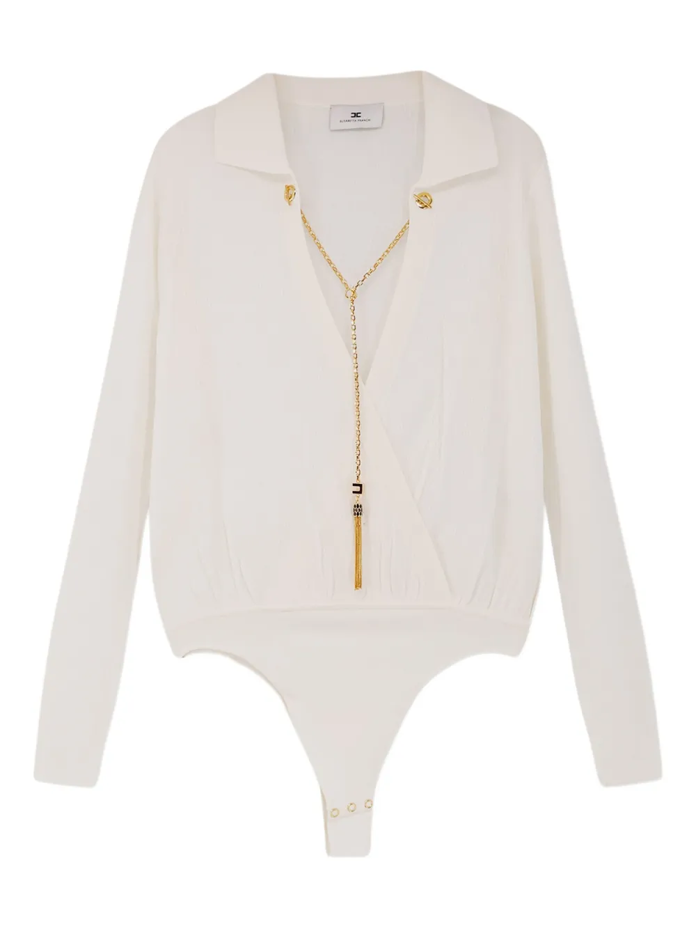 

Трикотажное боди с цепочкой Elisabetta Franchi, нейтральный