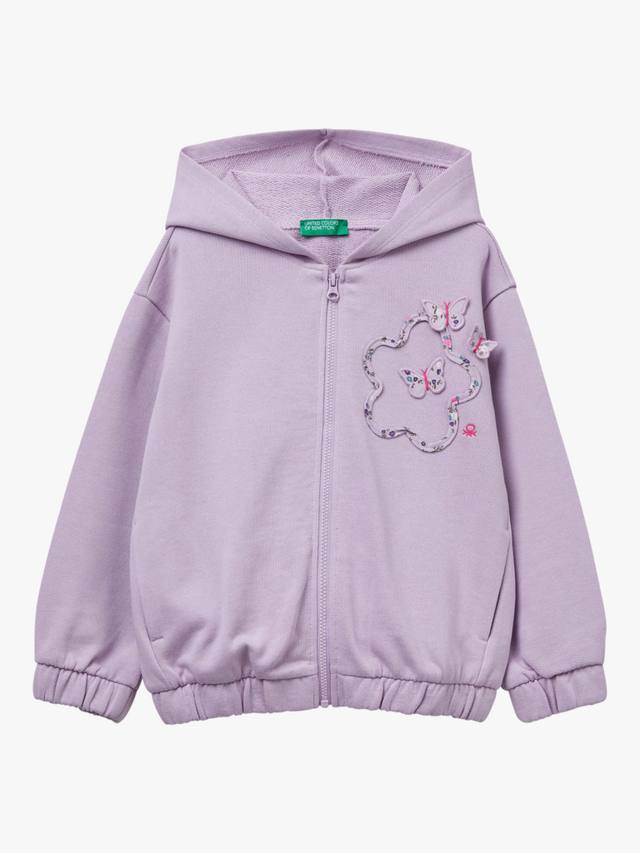 

Детский хлопковый худи на молнии Benetton, Violet