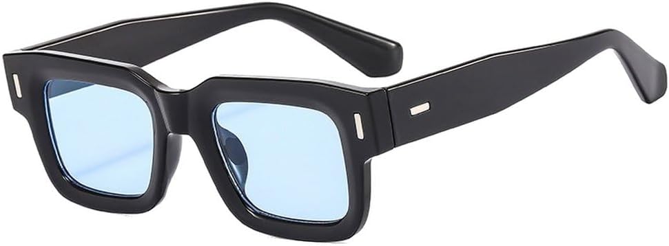 

Популярные модные квадратные солнцезащитные очки для женщин в стиле ретро-панк с прозрачными линзами цвета океана, мужские солнцезащитные очки с защитой от УФ-излучения UV400 и заклепками SKFGNX, Black Blue