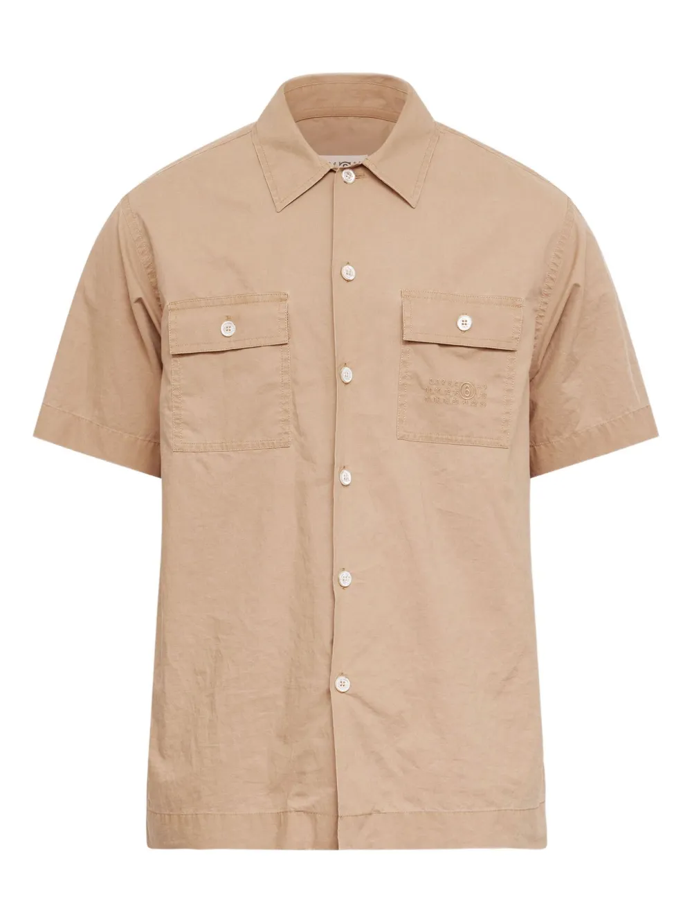 

Рубашка с короткими рукавами и нагрудным карманом Mm6 Maison Margiela, бежевый