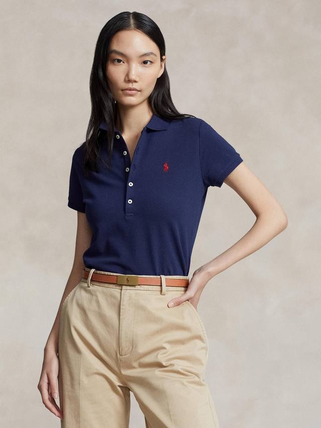 Polo Julie Slim Fit хлопковая поло с короткими рукавами Ralph Lauren, Navy — фото 2