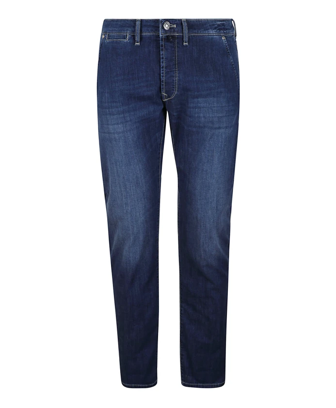 

Узкие джинсы из денима с замшевой вставкой. Incotex, синий