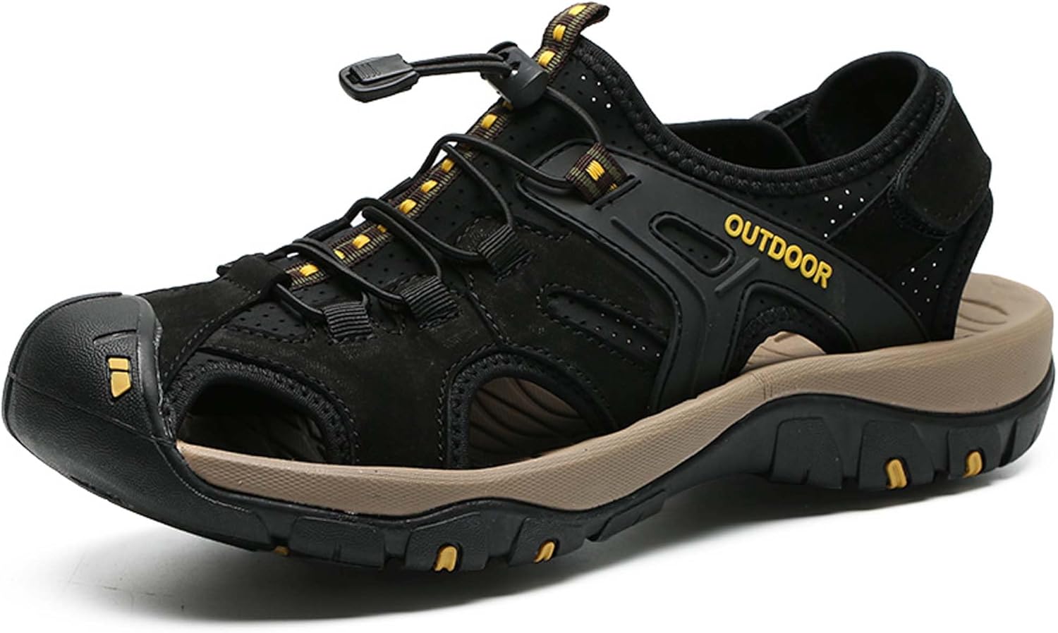 

Мужские сандалии для улицы, спортивные сандалии, походные сандалии, водная обувь, удобные, мягкие и дышащие, противоскользящие и износостойкие Vtiao, черный
