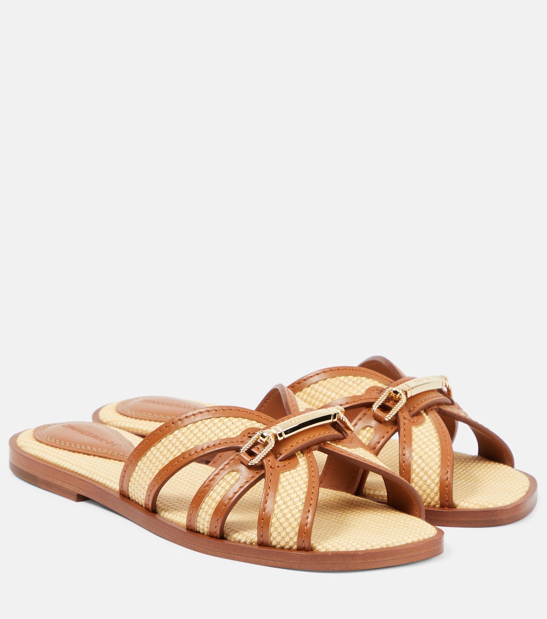 Шлепанцы Prisma из рафии с отделкой из кожи Zimmermann, Avalon