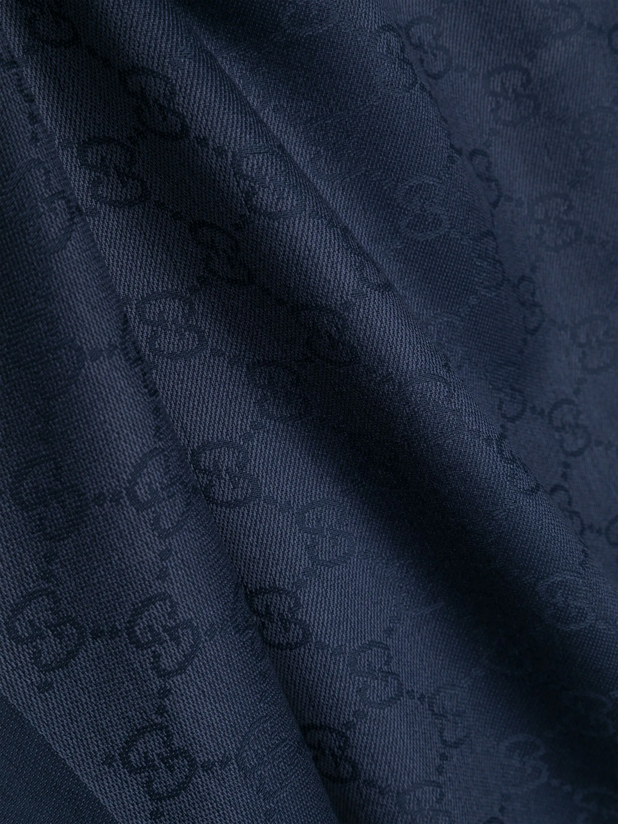 

Жаккардовый шарф с бахромой и логотипом GG Gucci, синий