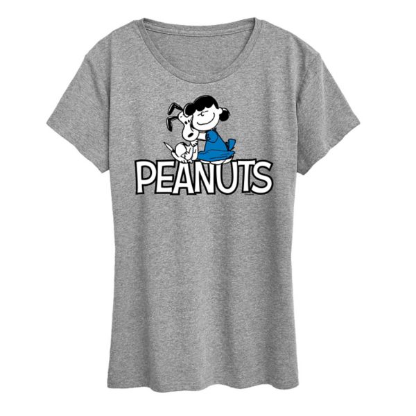 

Женская футболка с принтом Snoopy и Lucy из Peanuts Licensed Character, серый