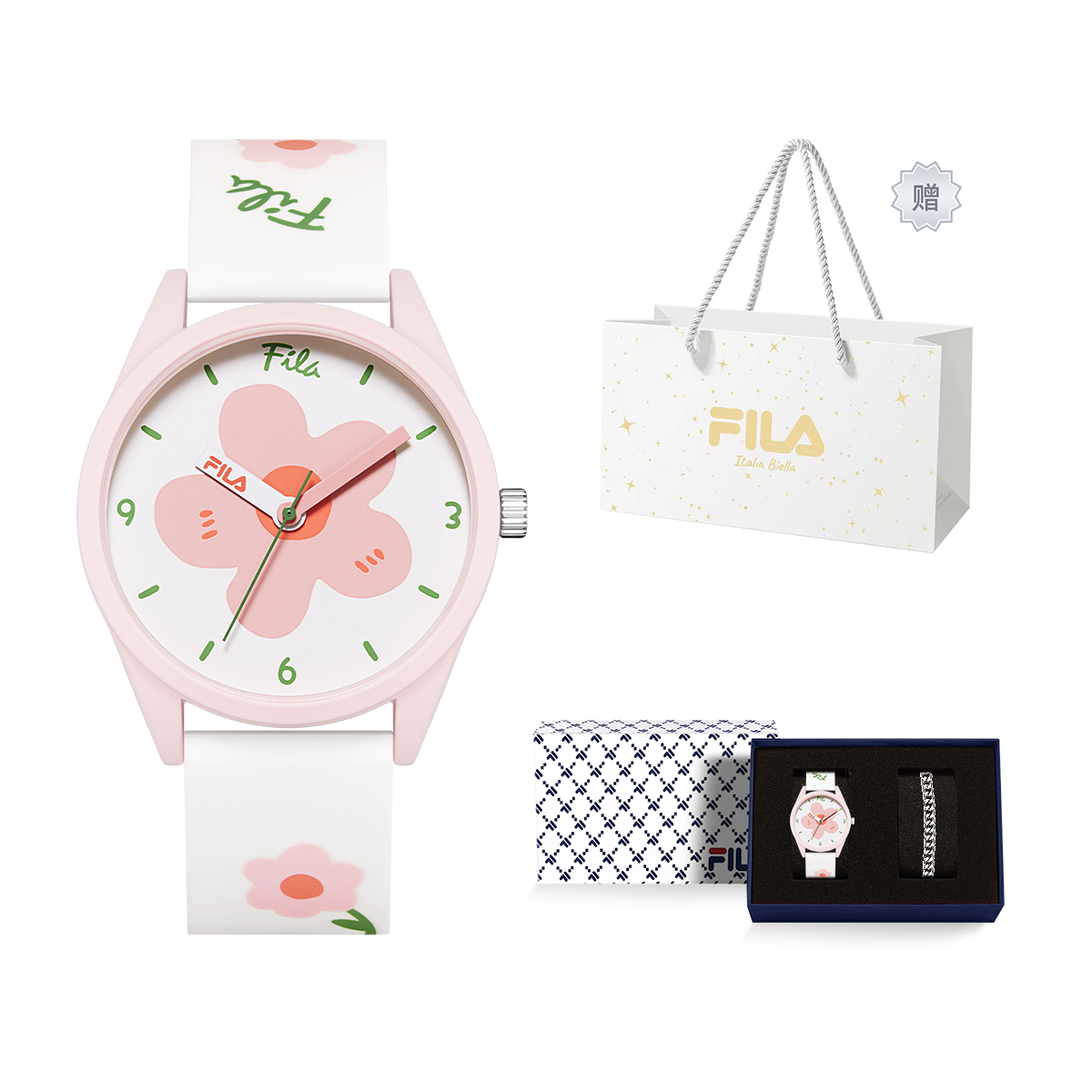 

FILA Часы 6485 Collection Wrist Watch Quartz Movement Silicone Strap 43mm Blue Dial Women's Watch, [Exclusive Box]-6465-001