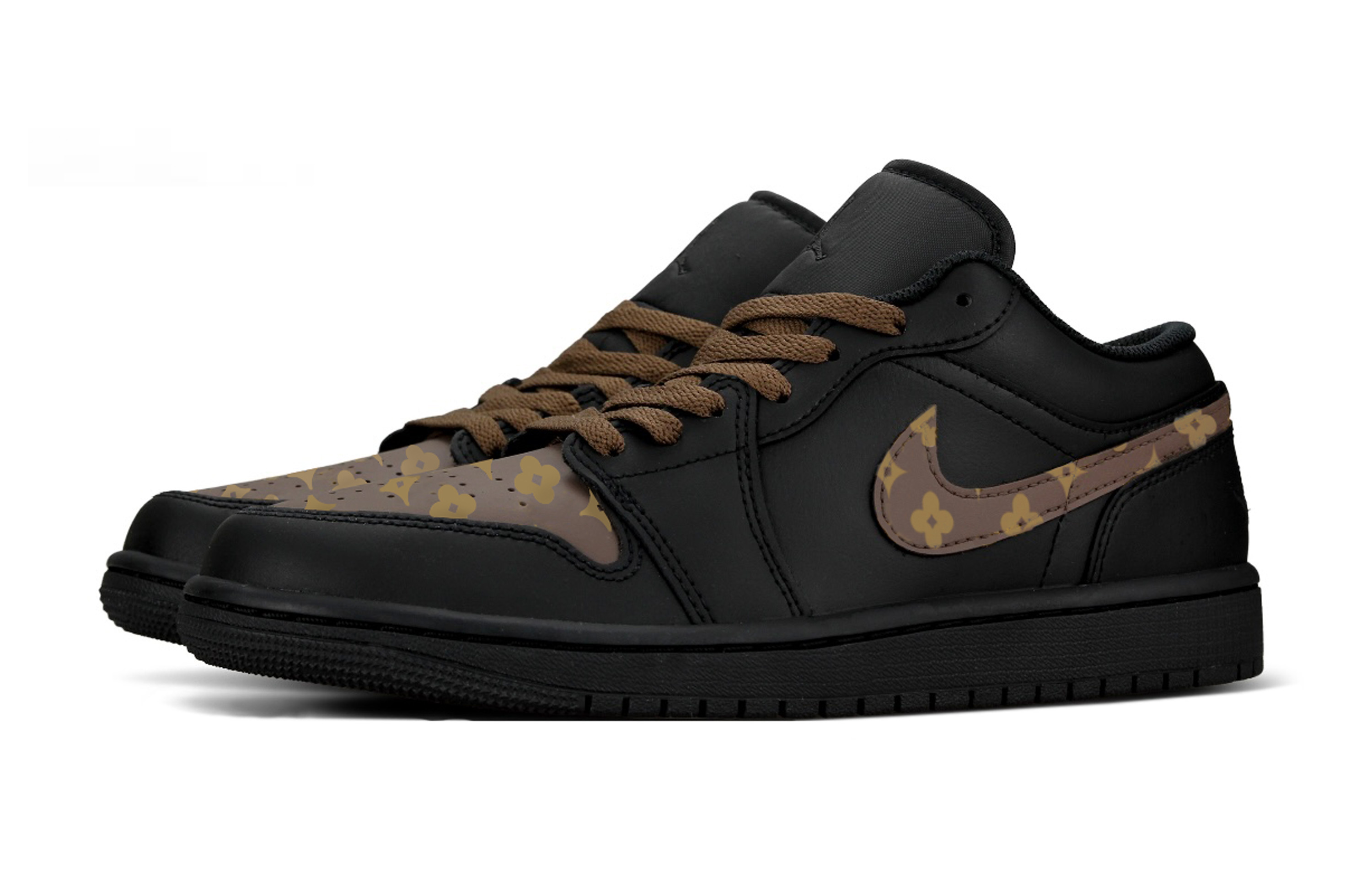 Jordan Кроссовки Air 1 LOUIS Black Warrior Cushioning Slip Resistant Low top Vintage Basketball мужские Mocha — фото 4
