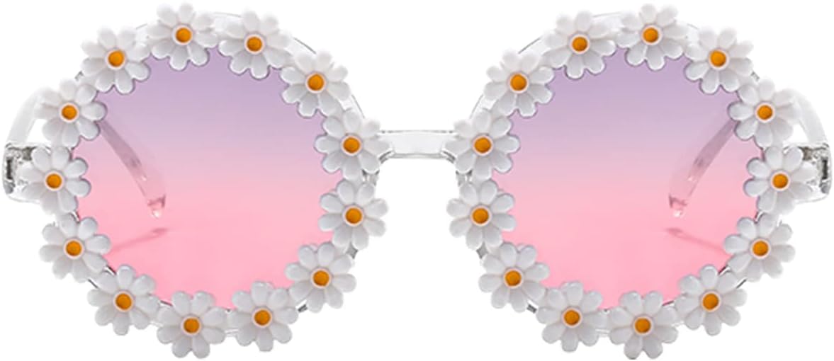 

Солнцезащитные очки Dollger Daisy для женщин, круглые, с цветочным рисунком, модные, для рейв-вечеринок, дискотек, фестивалей, ретро, ​​подарок для девушек…, Daisy Purple Gradient Pink Lens