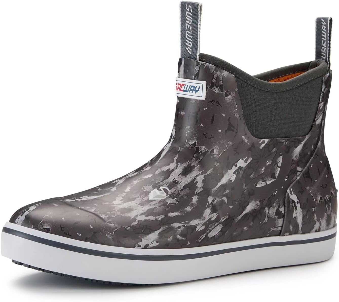 

Мужские ботинки SUREWAY для корабельной палубы, профессиональные противоскользящие рыболовные и ботинки для лодки до щиколотки, водонепроницаемые дождевые ботинки, легкие неопрено-резиновые палубные ботинки, черный