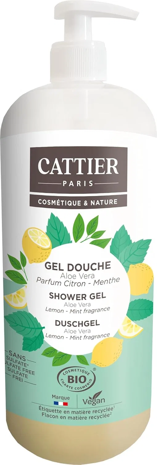 Гель для душа Cattier без сульфатов с ароматом лимона и мяты, 1 л Cattier Paris