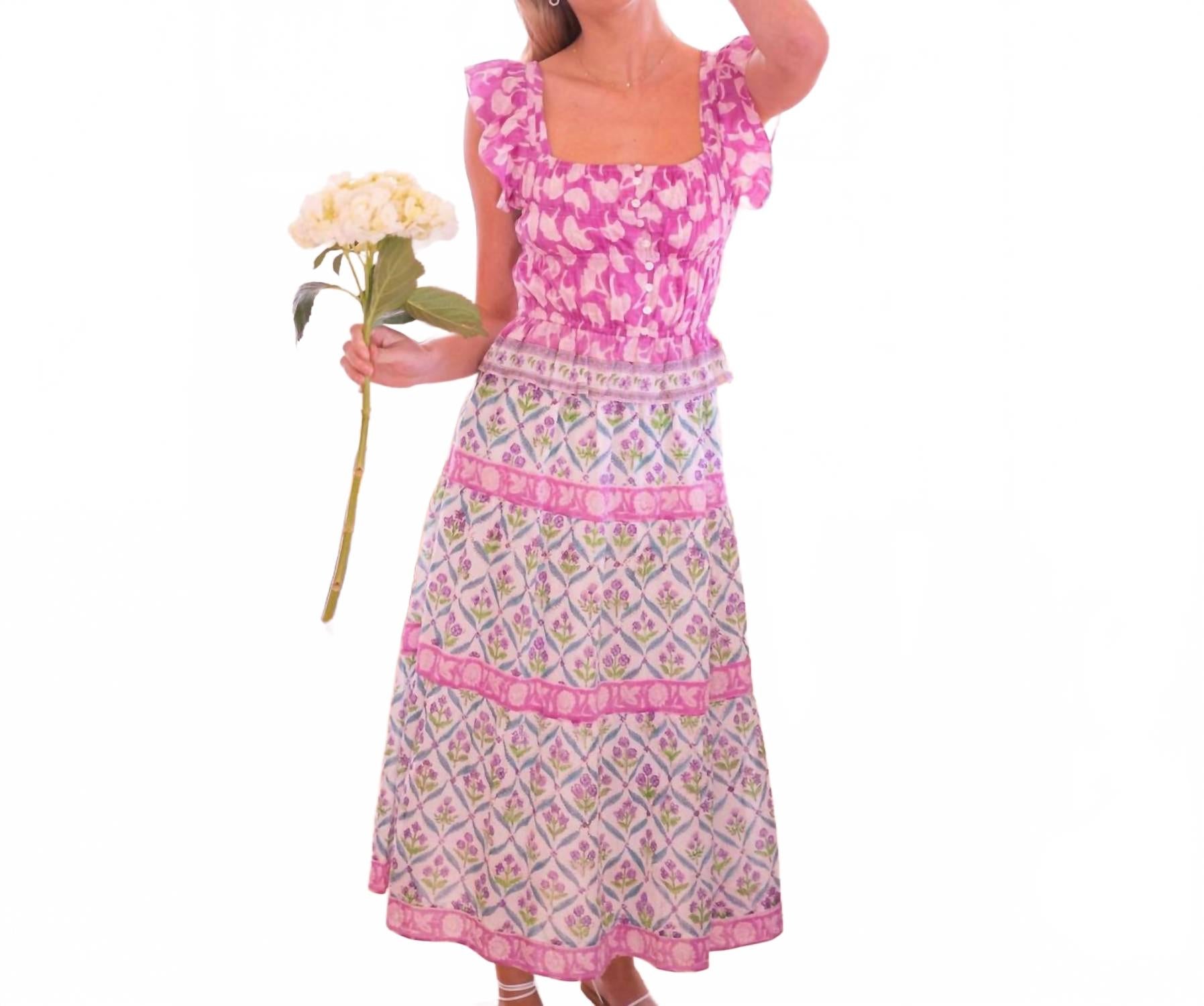 

Платье миди Fleur в смешанном принте BELL, Mixed Prints