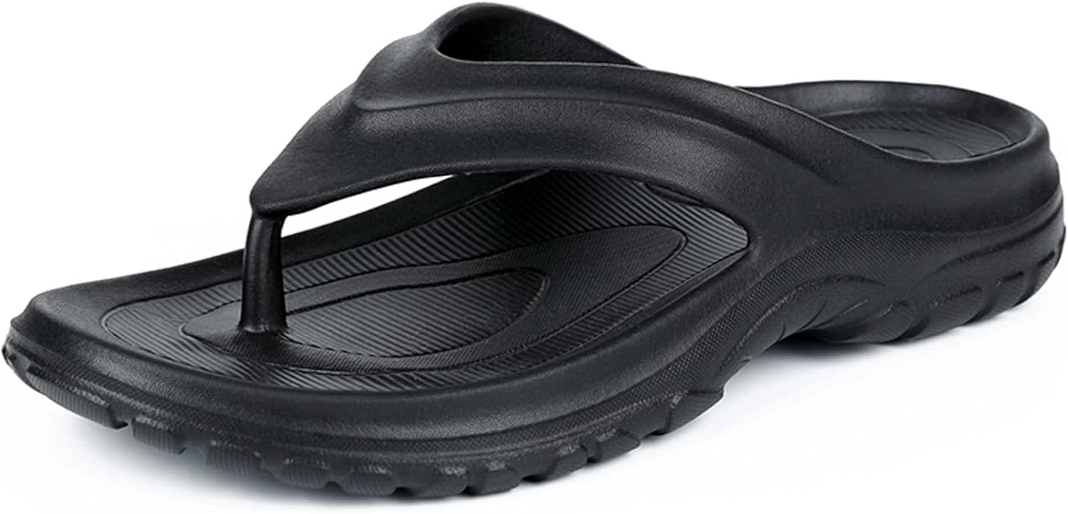 

Летние мужские тапочки-сандалии пляжная обувь удобные с противоскользящей подошвой износостойкие шлепанцы мягкие легкие с пряжкой EVA Generic, черный