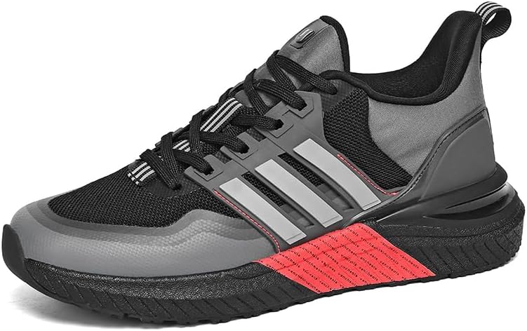 

Мужская обувь для спорта дышащие кроссовки Попкорн для бега, повседневная носка, дышащие и удобные теннисные и прогулочные кроссовки Meixi Mobile, черный/красный