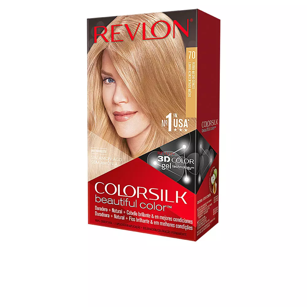 

Краска для волос Colorsilk tinte Revlon Mass Market, цвет 70-rubio medio ceniza, 1 шт.