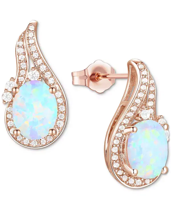 

Серьги-Гвоздики с аметистами (2 1/20 карата, tw) и выращенными в лаборатории белыми сапфирами (3/8 карата, tw) в форме завитка из стерлингового серебра с покрытием из 14-каратного золота (также с другими драгоценными камнями) Macy'S, opal