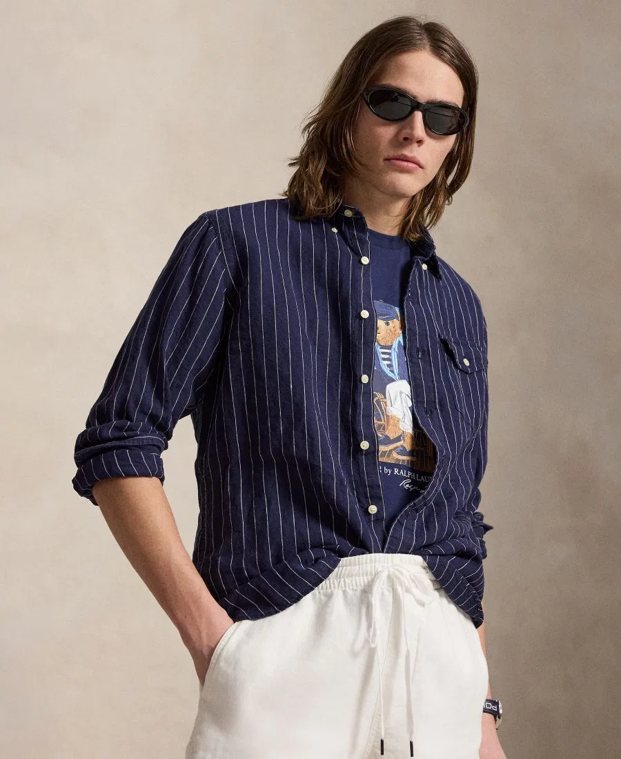 Мужская футболка с коротким рукавом и графическим принтом Polo Ralph Lauren, темно-синий — фото 3