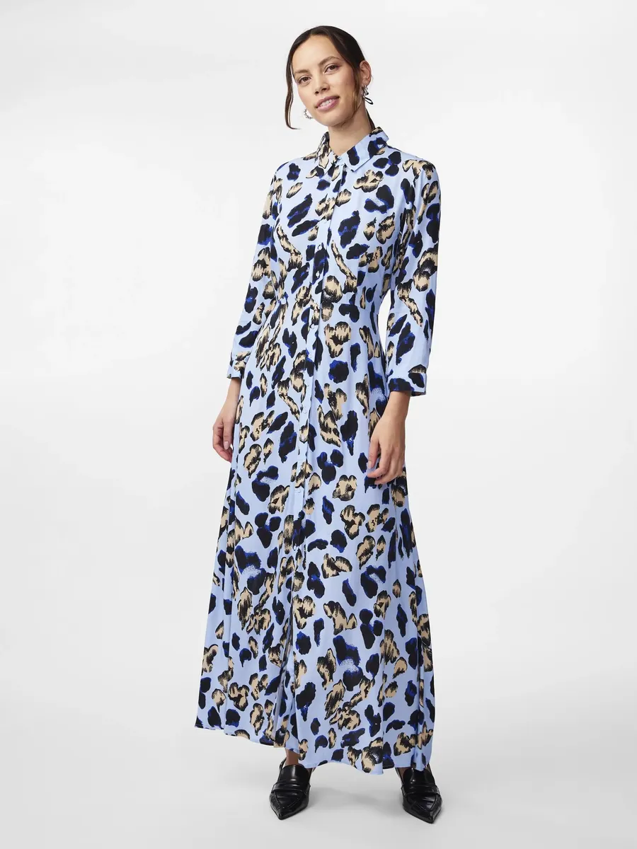 

Платье-рубашка Y.A.S "YASSAVANNA LONG SHIRT DRESS", с рукавами 3/4, цвет Clear Sky Aop:Liro Print