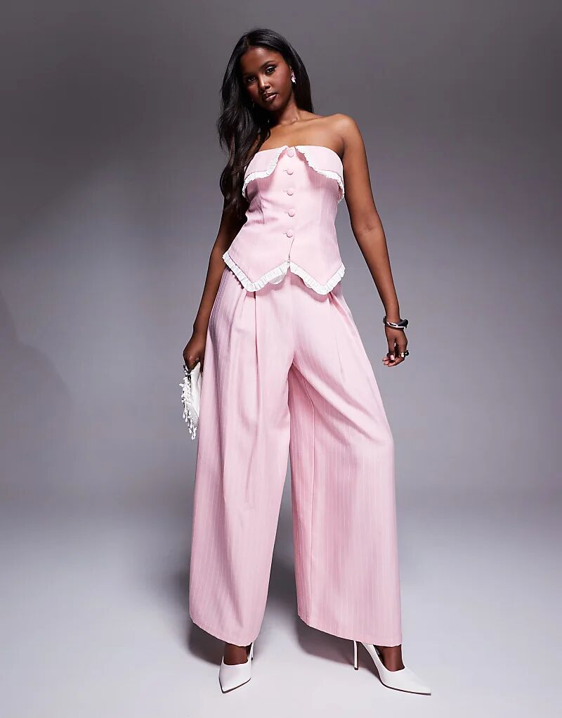 

Классические брюки ASOS LUXE в розовую полоску