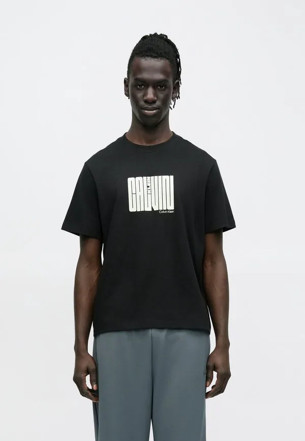 Футболка с принтом в виде лабиринтной диаграммы Calvin Klein, Black