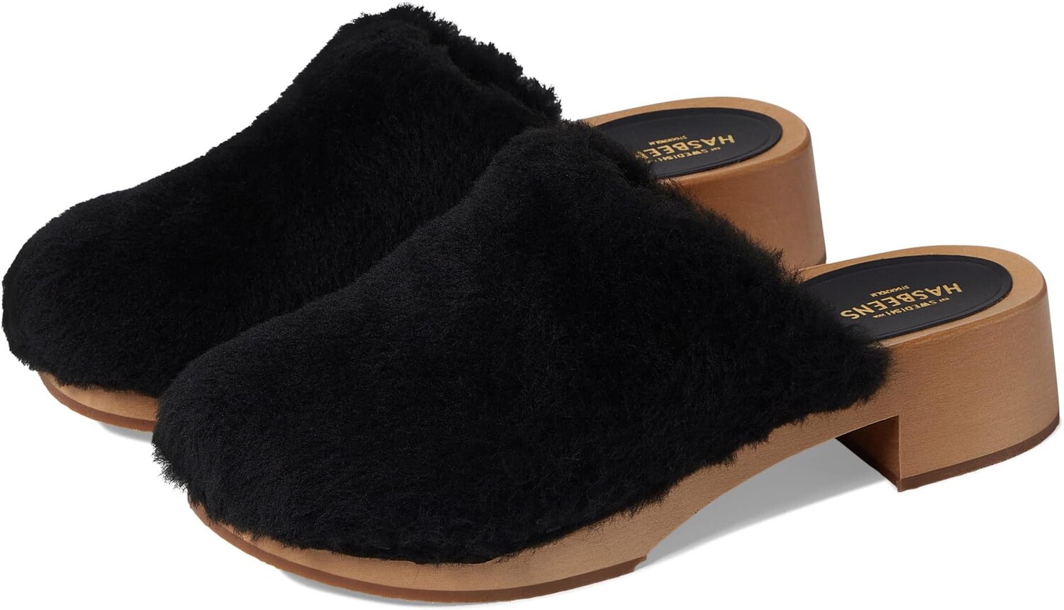 

Сабо Swedish Hasbeens Fluff Clog, черный