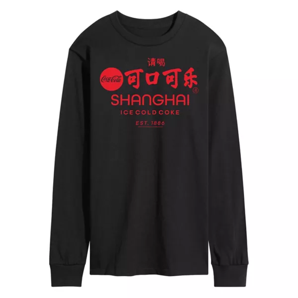 

Мужская футболка с длинным рукавом Coca Cola Shanghai Est 1886 с принтом Licensed Character, черный