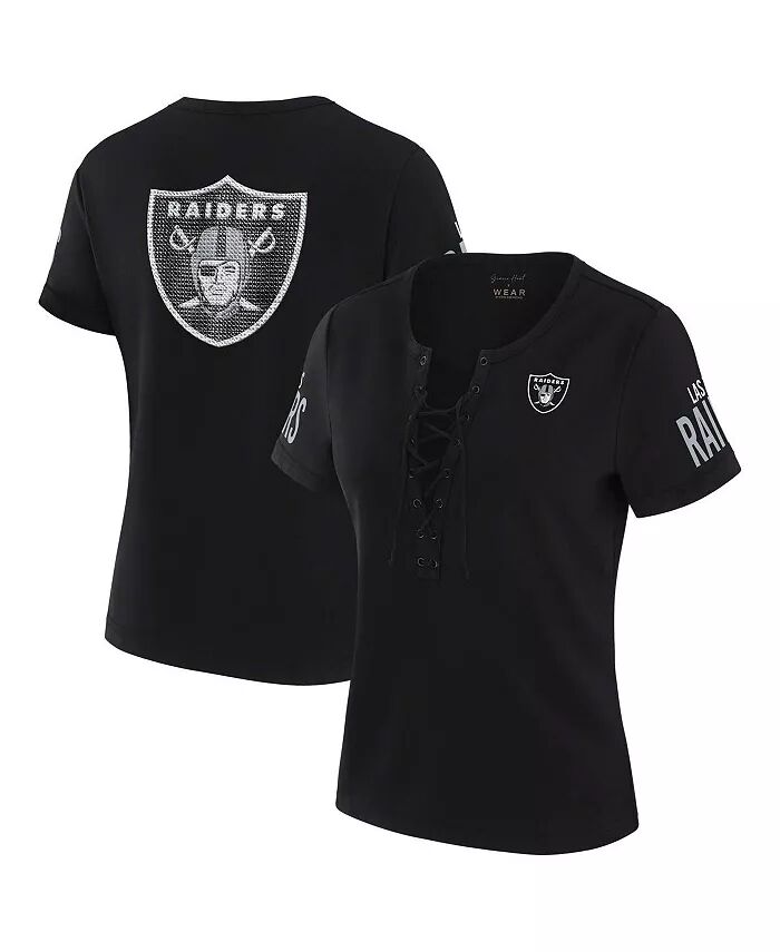 

X Gracie Hunt женская черная футболка Las Vegas Raiders Draft Me на шнуровке WEAR by Erin Andrews