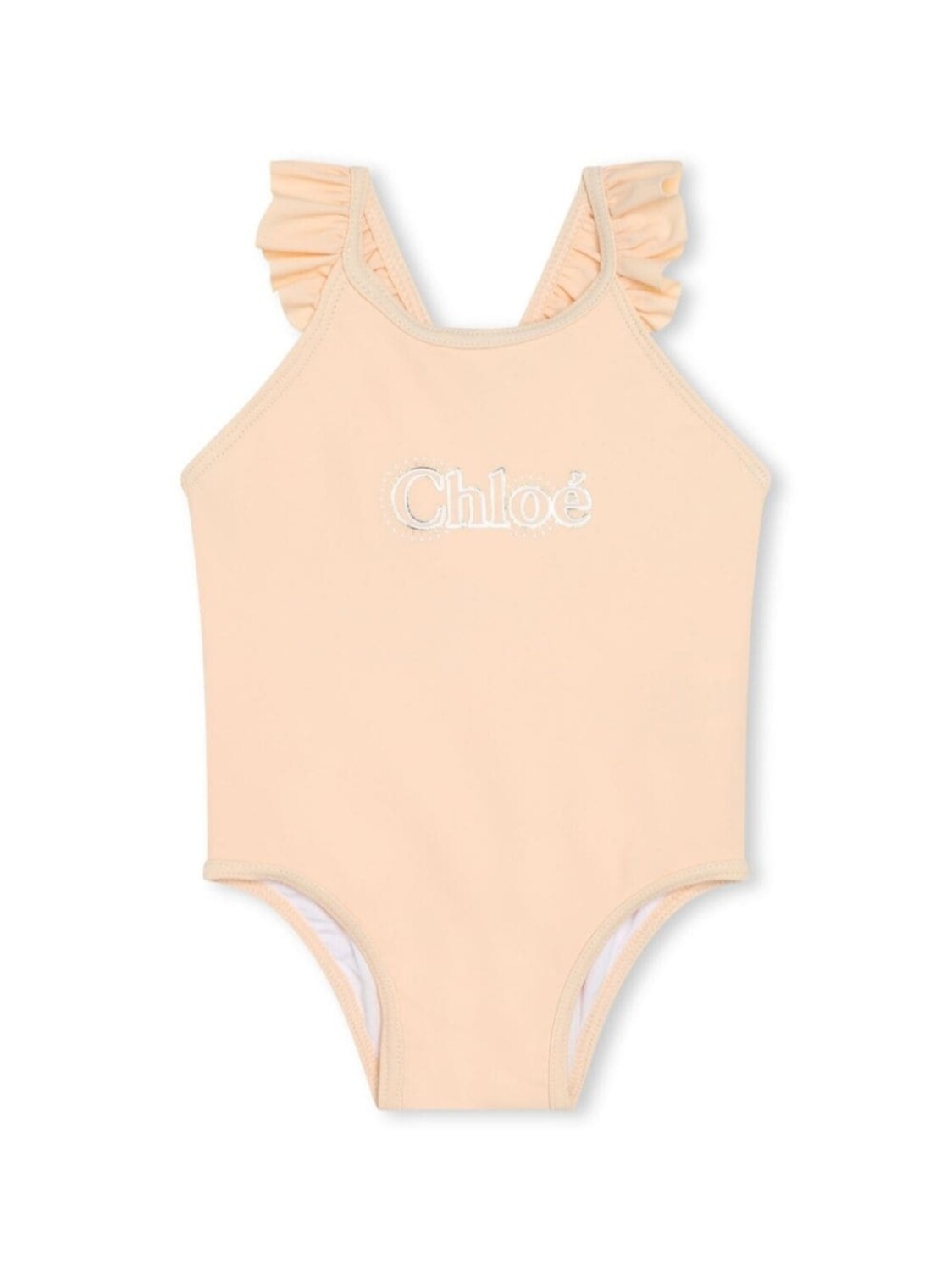 

Chloé Kids купальник с вышитым логотипом, нейтральный цвет
