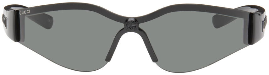 

Черные солнцезащитные очки-маски Gucci, цвет Black/Black/Grey