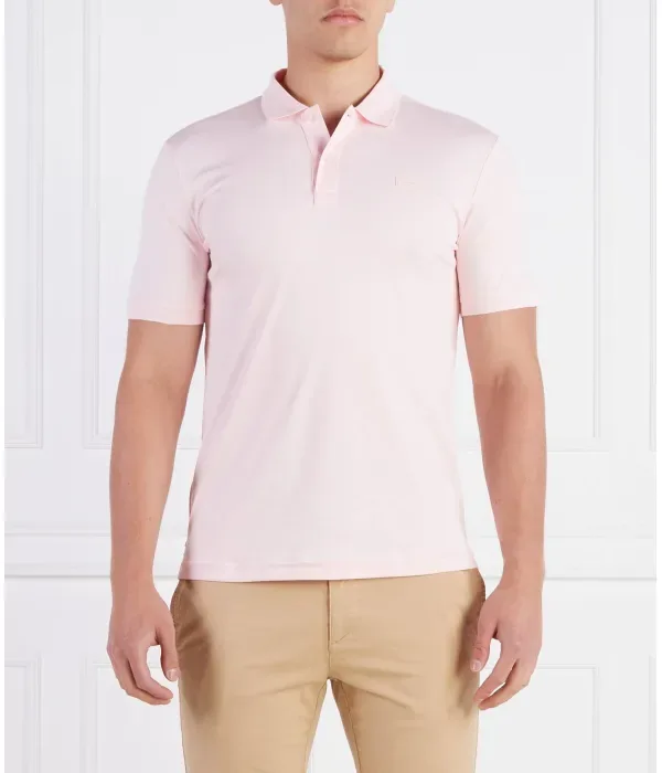 Поло из гладкого хлопка slim fit Calvin Klein, розовый