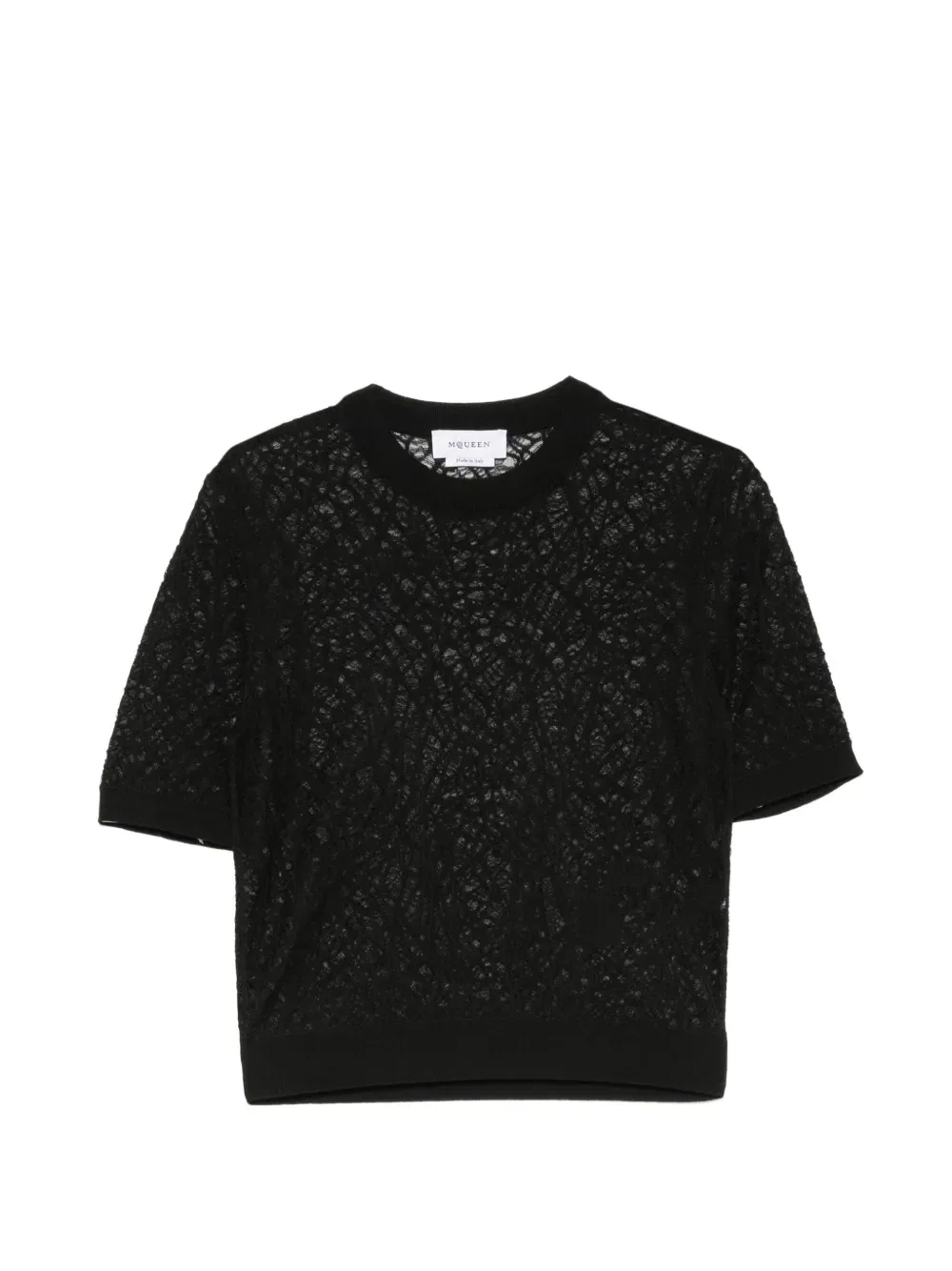 Футболка с короткими рукавами и кружевной отделкой Alexander Mcqueen, черный