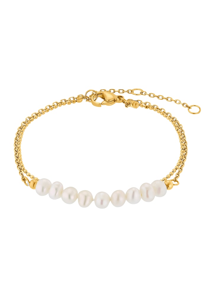 

Steel_Art Браслет Tony с жемчугом, серебристого цвета, отполированный до золотистого оттенка