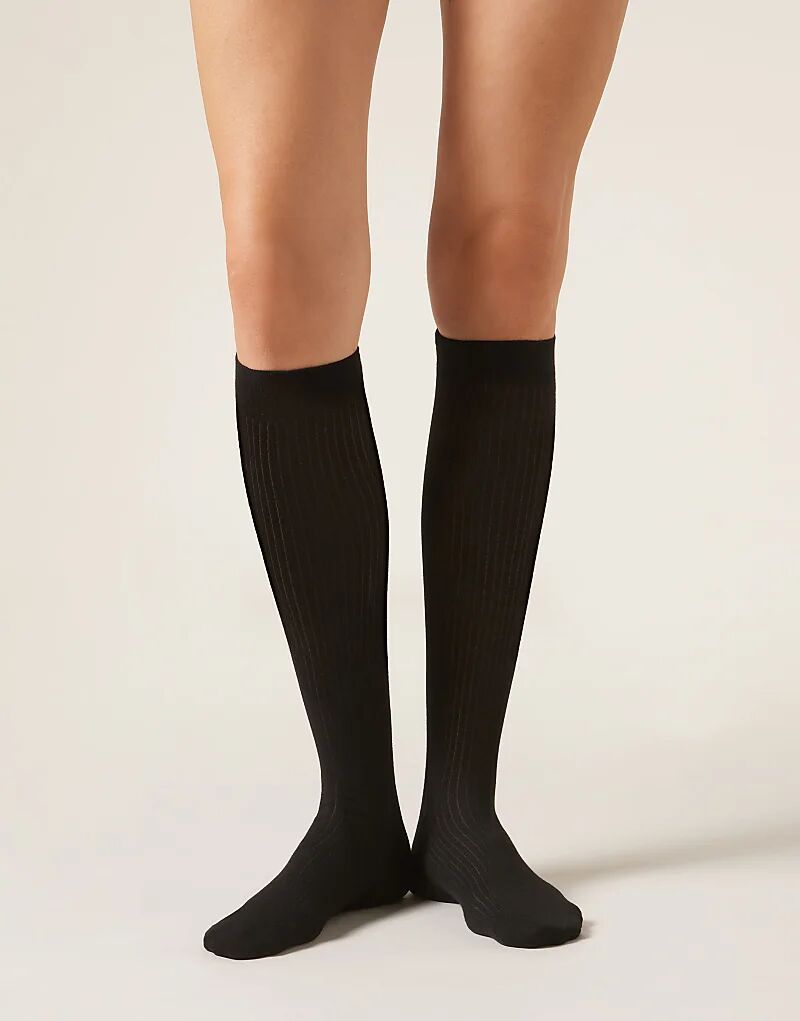 

Длинные носки Calzedonia Ribbed черного цвета