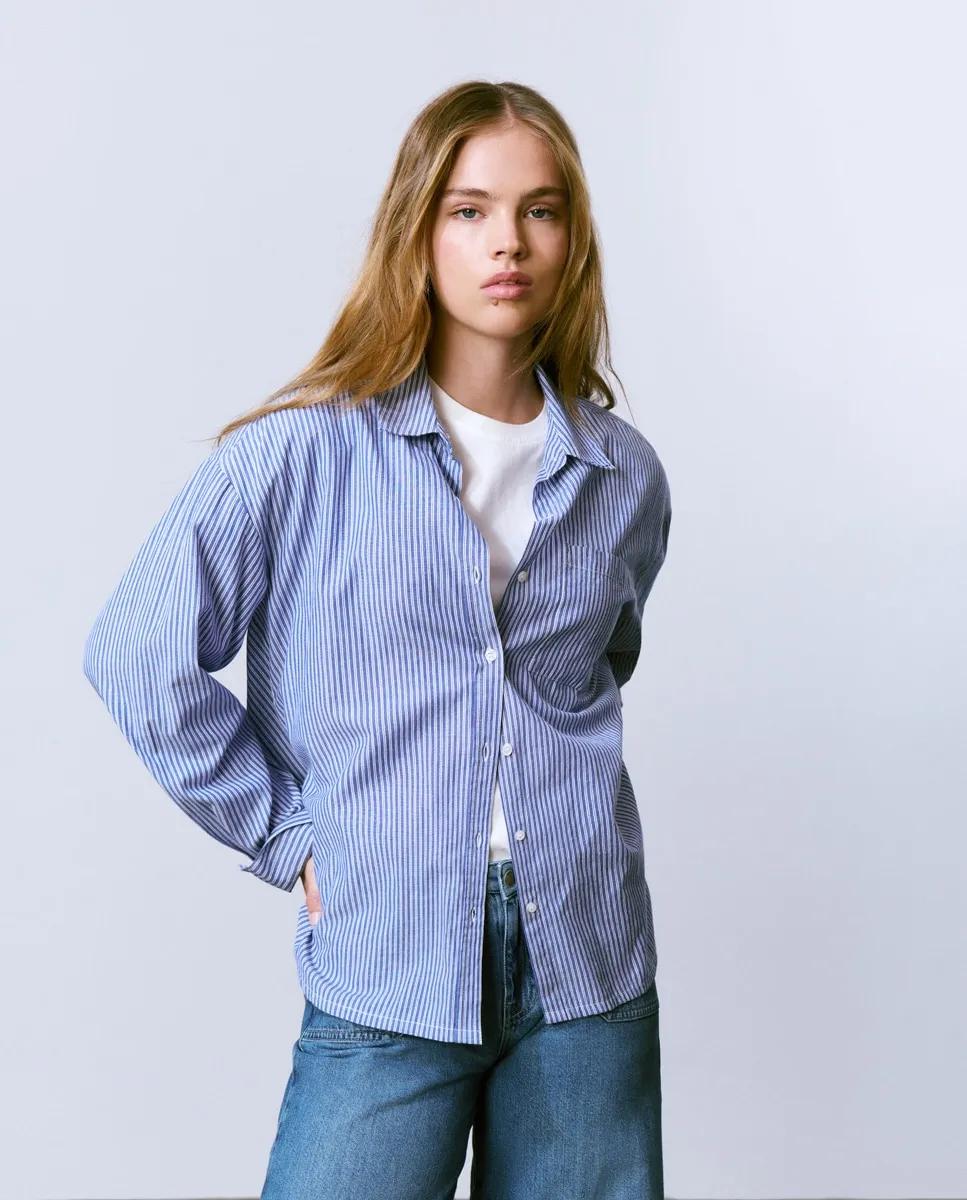 

Женская базовая рубашка в полоску Brownie, синий