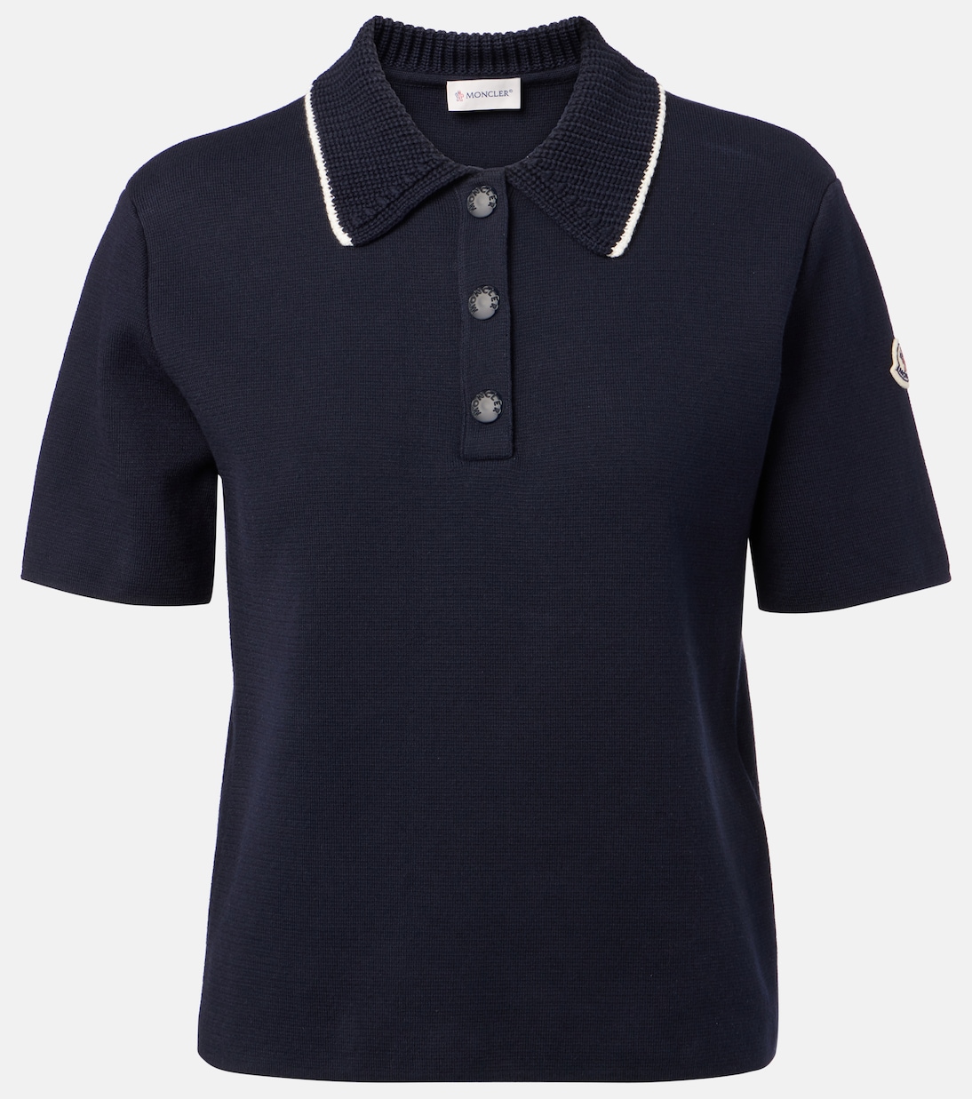 

Хлопковая поло с логотипом Moncler, темно-синий