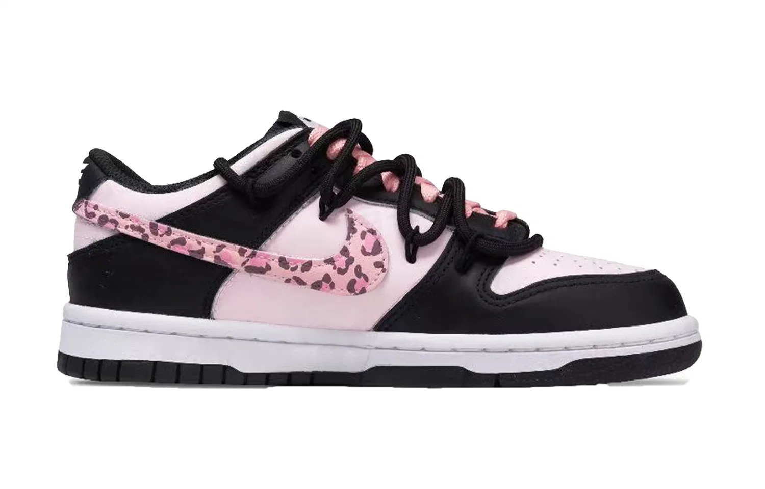 Кроссовки Dunk Leather Low Top Skateboard Shoes Black Pink Nike — фото 3