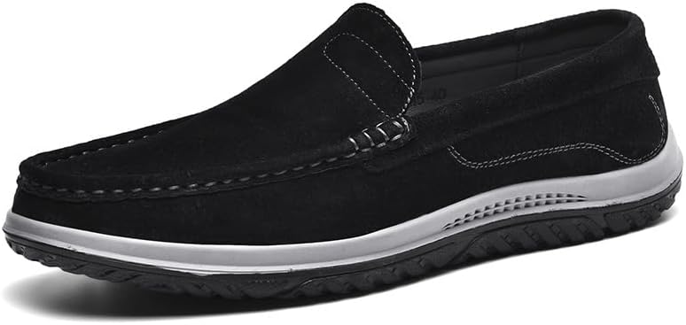 

Мужские замшевые лоферы слипоны, повседневные мокасины, дышащие, комфортные, легкие нескользящие ботинки для лодки Generic, черный