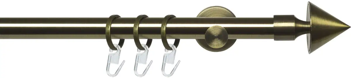 

Карниз Liedeco "Style set 20 мм Blues cone", 1 направляющая, фиксированный размер, карниз в сборе 160 см, Ø 20 мм, цвет messingfarben/antikgoldfarben
