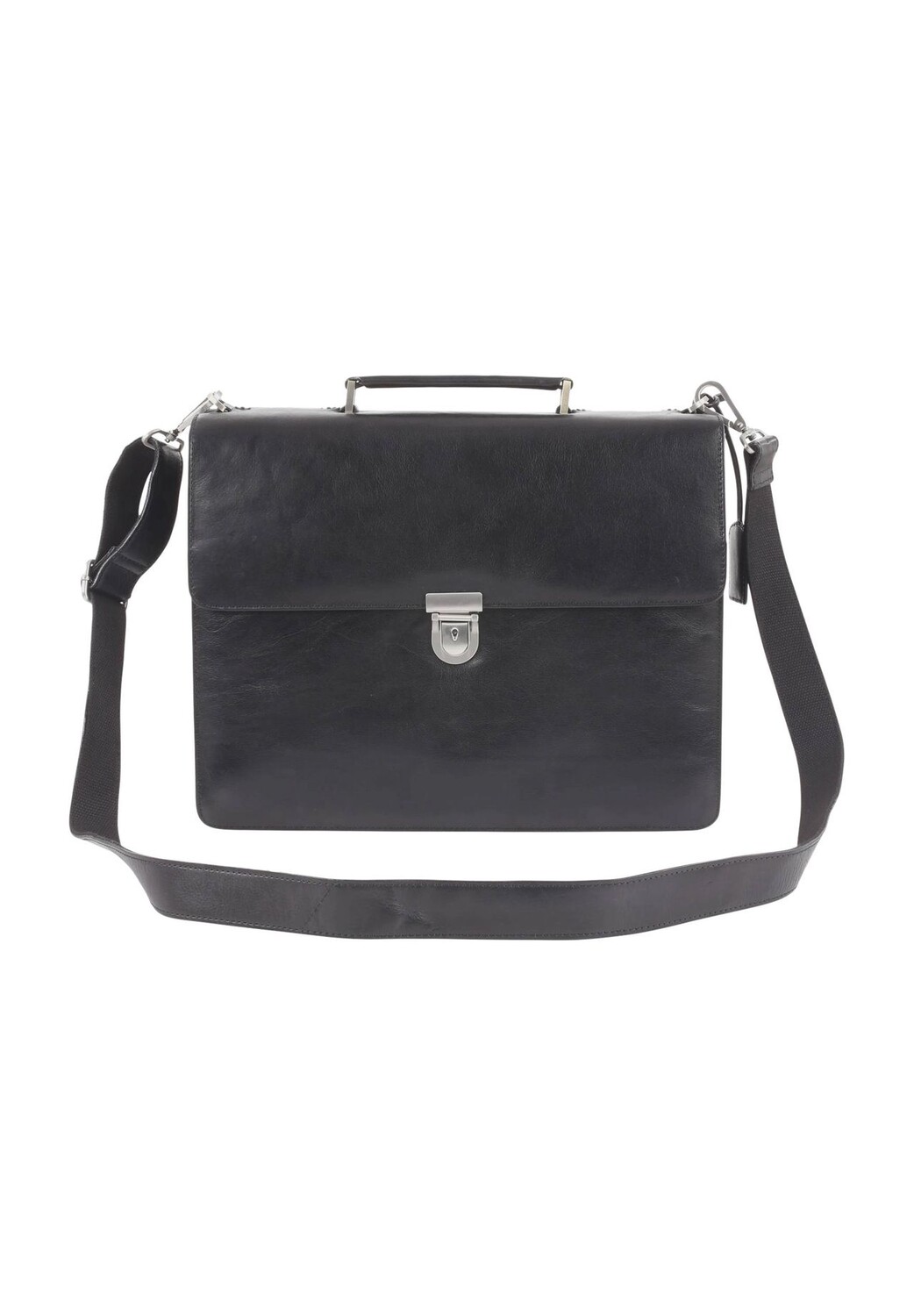 

Деловая сумка Cambridge, кожаная, запираемое основное отделение, однотонная, мужская Heyden, черный