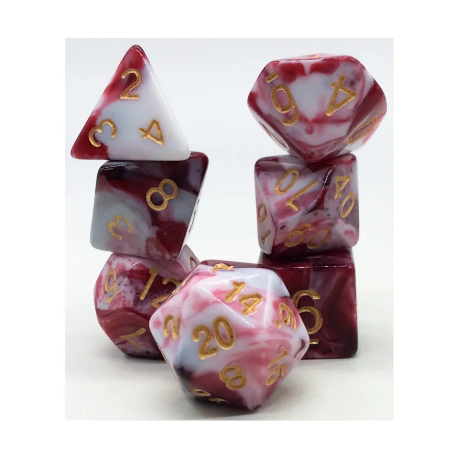 

Набор Poly — красный и белый с золотом (7), Dice - Twins, 16mm Poly Sets