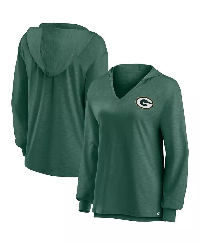 

Женский зеленый джемпер Green Bay Packers с v-образным вырезом, пуловер с капюшоном Fanatics