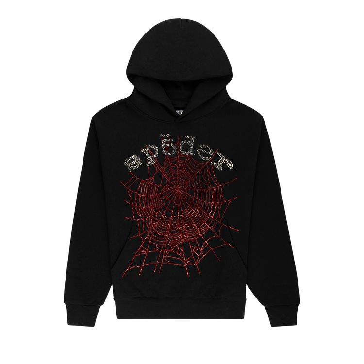 

Худи Sp5der Rhinestone OG Web V2 Hoodie 'Black', черный