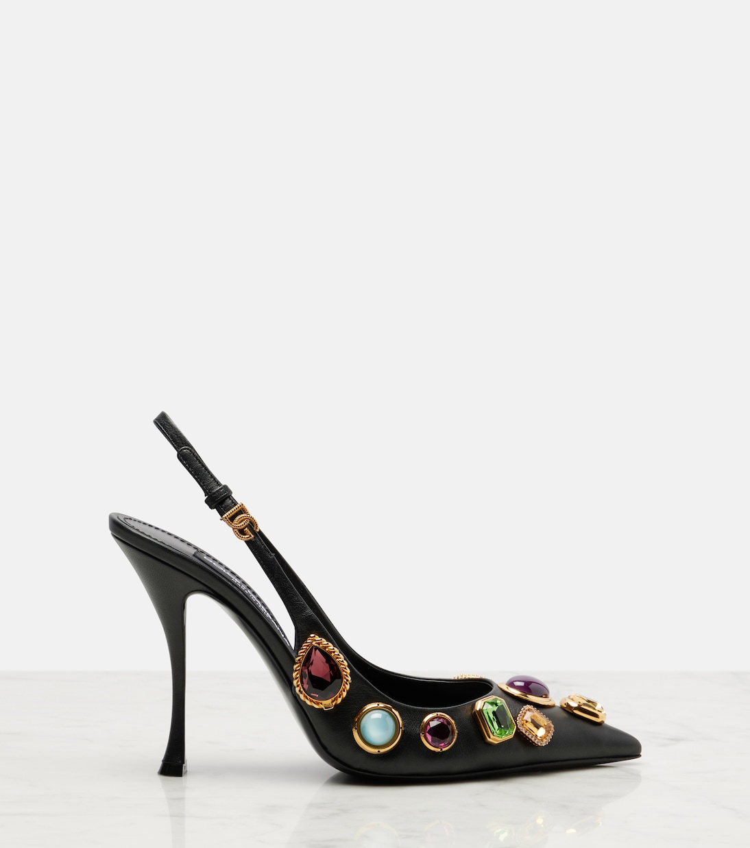 Туфли-лодочки DG с кожаной отделкой и ремешком на пятке Dolce&Gabbana, Nero — фото 4