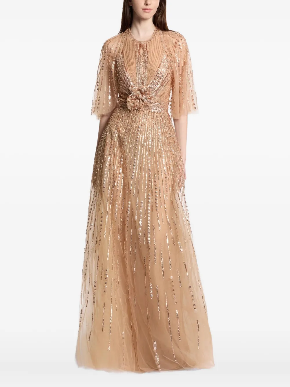 

Кейп с вышивкой Elie Saab, нейтральный