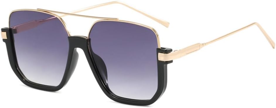 

Женские модные очки в полуободковой оправе, большие металлические солнцезащитные очки в винтажном стиле, прозрачные очки с защитой от УФ-излучения UV400 generic, Black Grey