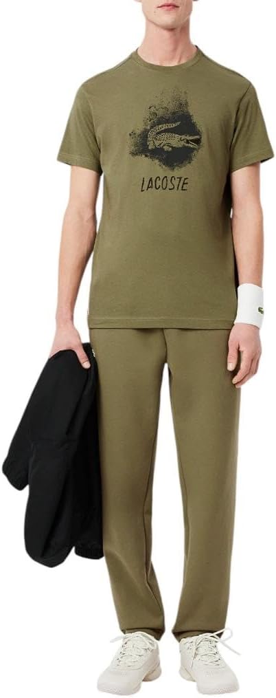 Футболка Lacoste Ultra Dry, мужская, с графическим принтом, хаки — фото 4