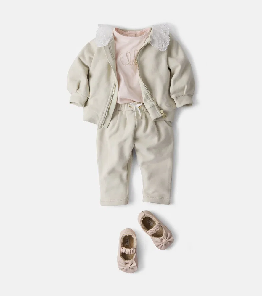 Детский хлопковый комплект: кардиган и штанишки Chloé Kids, желтый — фото 2